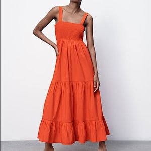 ZARA POPLIN MIDI DRESS